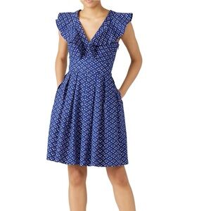 Kate Spade V Neck Geo Dot Poplin Dress Size 8